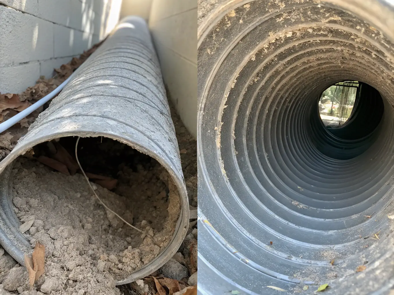 An image showcasing the interior of a clean air duct after professional cleaning, with a before-and-after comparison to emphasize the improvement in air quality.